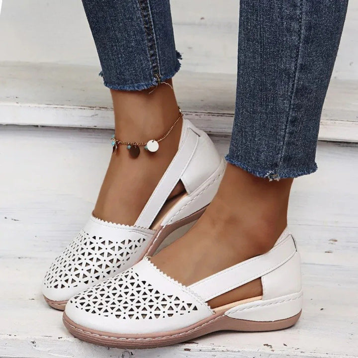 Women's Orthopedic Perforated Slip-On Walking Shoes - White