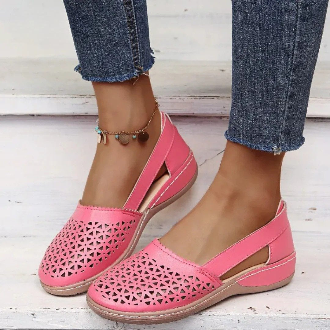 Women's Orthopedic Perforated Slip-On Walking Shoes - Pink
