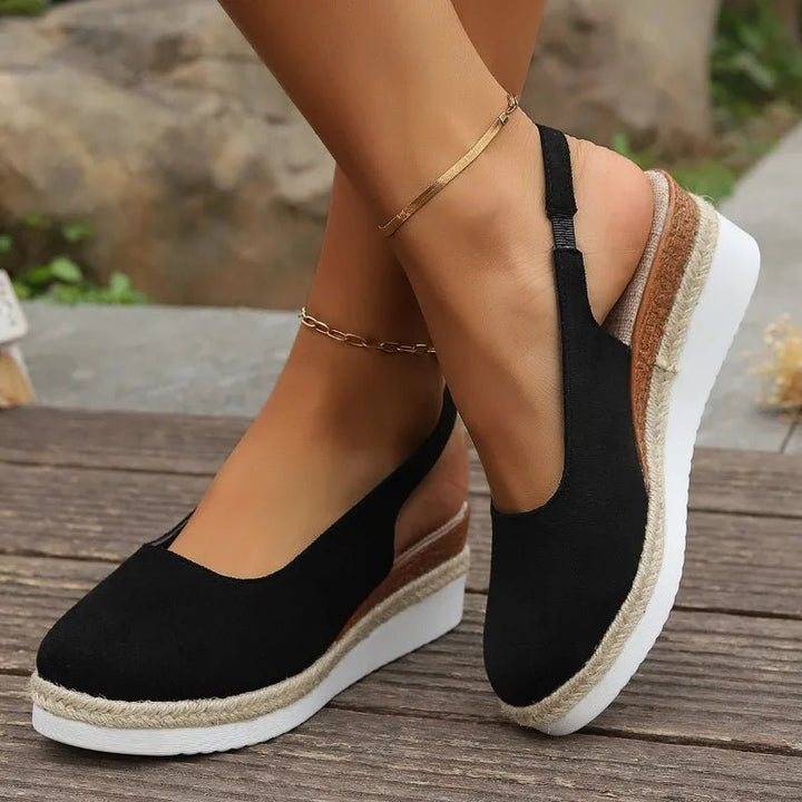 Women's Orthopedic Platform Espadrille Slip-On Sneakers - Black