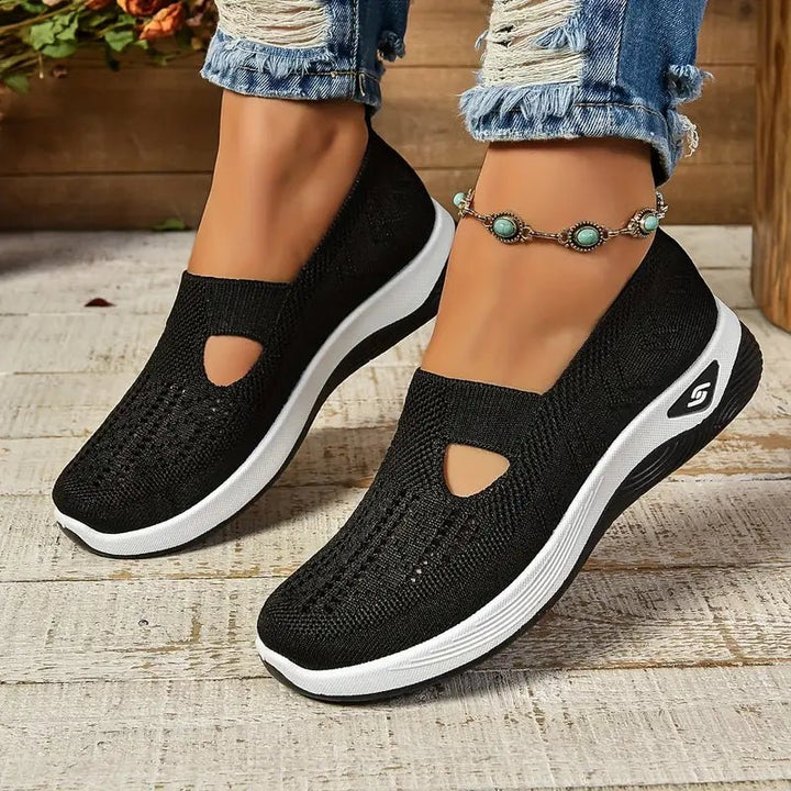 Women's Orthopedic Slip-On Walking Sneakers - Black