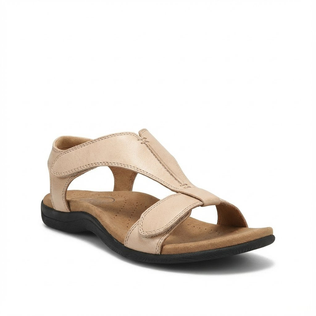 Women's Orthopedic T-Strap Adjustable Comfort Sandals - Beige
