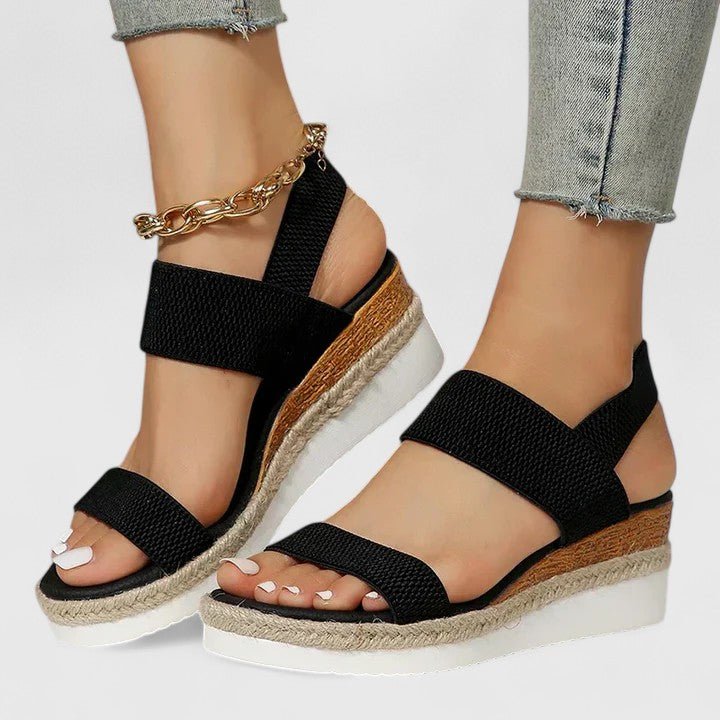 Women's Orthopedic Wedge Platform Sandals - Zwart