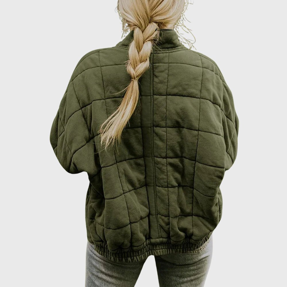 Women's Oversized Quilted Zip-Up Bomber Jacket