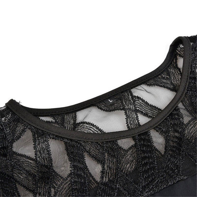 Women's Plus Size Lace Sleeve Layered Midi Dress