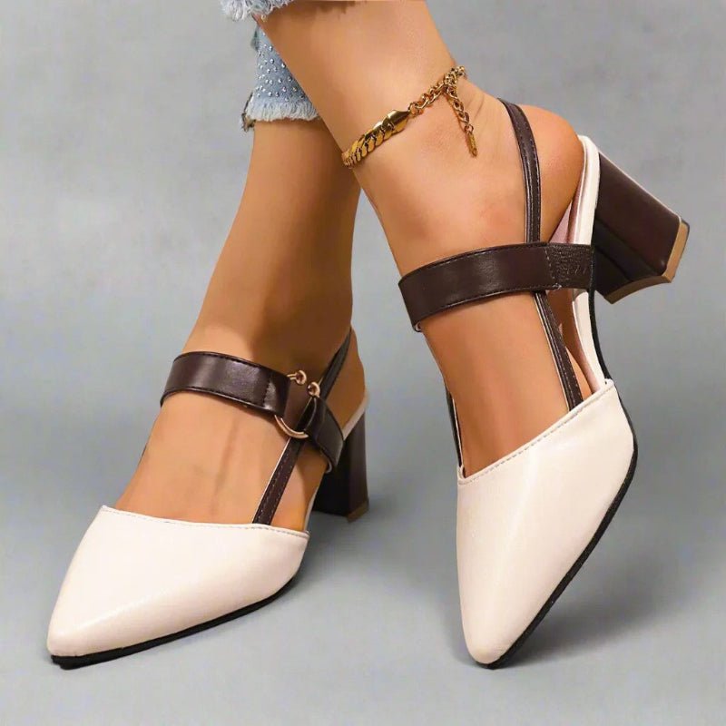 Women's Pointed Toe T-Strap Block Heel Pumps