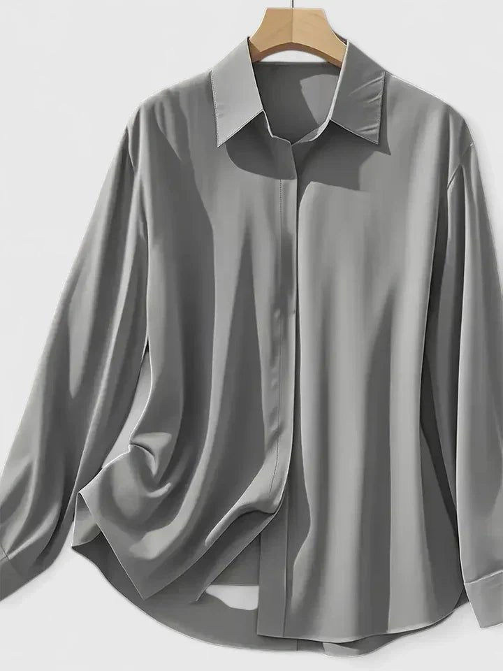 Women's Professional Concealed-Button Satin Shirt