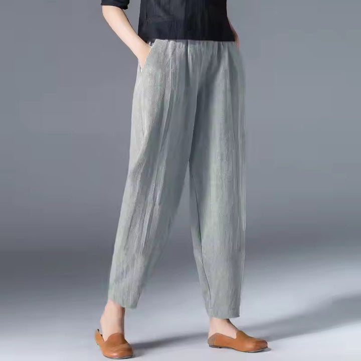 Women's Relaxed-Fit Elastic-Waist Ankle-Length Pants - Gray