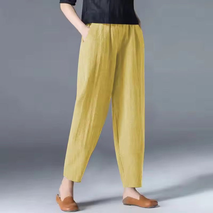 Women's Relaxed-Fit Elastic-Waist Ankle-Length Pants - Yellow