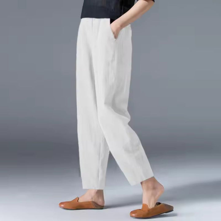 Women's Relaxed-Fit Elastic-Waist Ankle-Length Pants - White