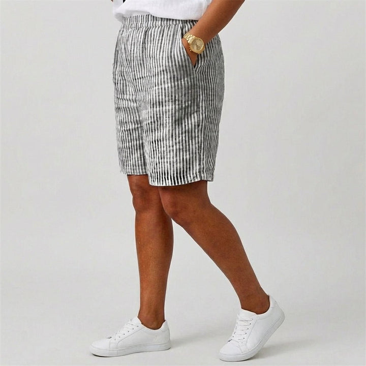 Women's Relaxed-Fit Elastic-Waist Striped Bermuda Shorts
