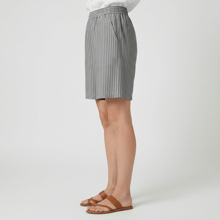 Women's Relaxed-Fit Elastic-Waist Striped Bermuda Shorts