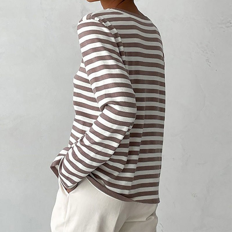 Women's Relaxed-Fit Long-Sleeve Striped Sweater
