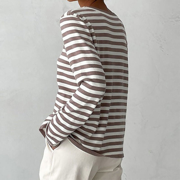 Women's Relaxed-Fit Long-Sleeve Striped Sweater