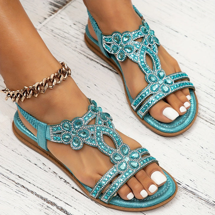 Women's Rhinestone Embellished Boho Orthopedic Flat Sandals