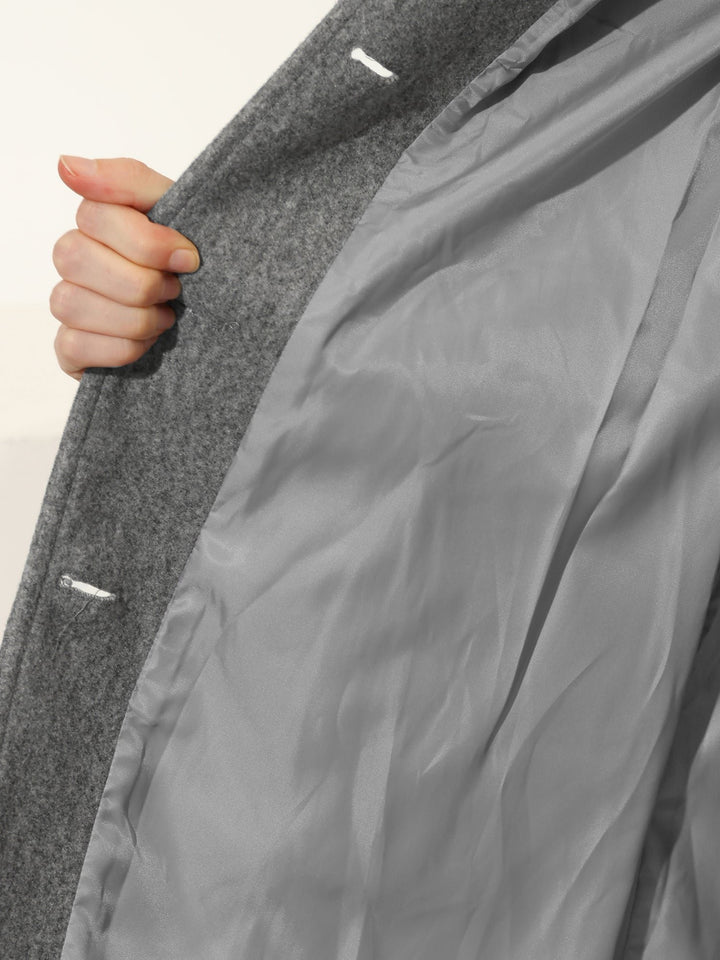 Women's Single-Breasted Lapel-Collar Mid-Length Winter Coat