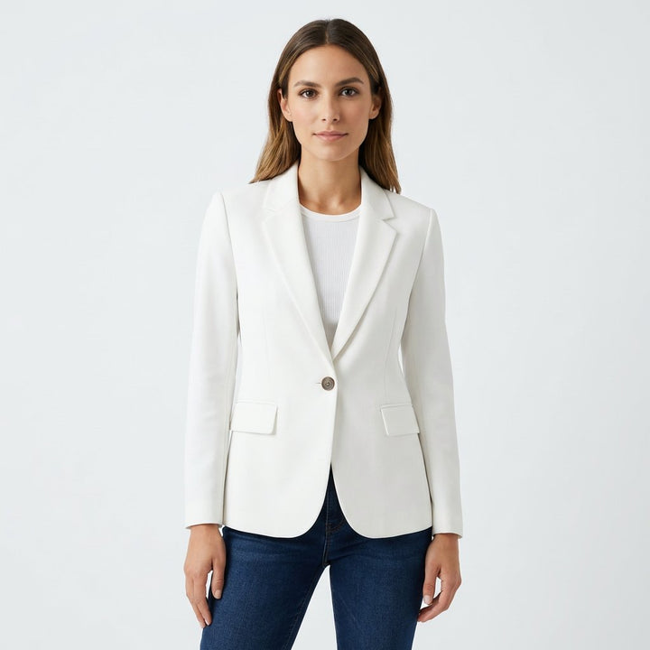 Women's Single-Button Tailored-Fit Classic Blazer - Blanco
