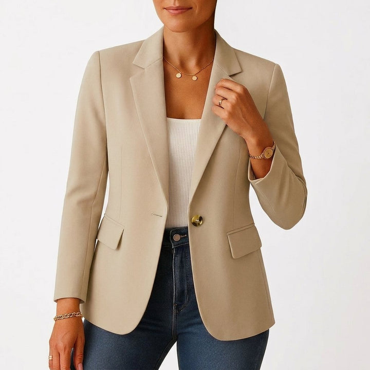 Women's Single-Button Tailored-Fit Classic Blazer - Beige