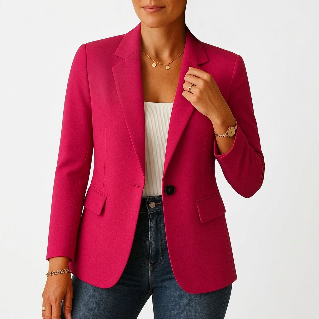 Women's Single-Button Tailored-Fit Classic Blazer - Rosa oscuro