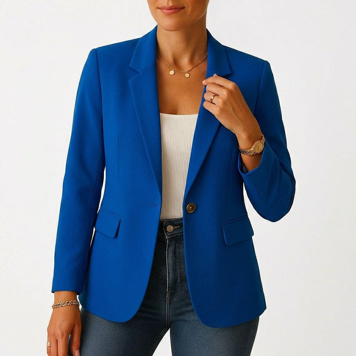 Women's Single-Button Tailored-Fit Classic Blazer - Azul