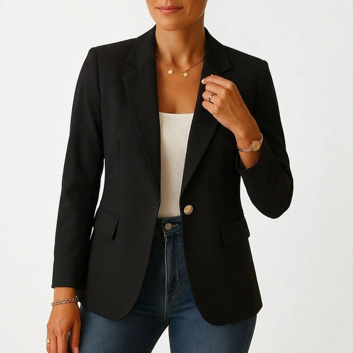 Women's Single-Button Tailored-Fit Classic Blazer - Negro