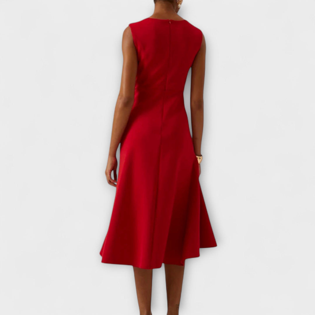 Women's Sleeveless Asymmetrical Pleated Midi Dress
