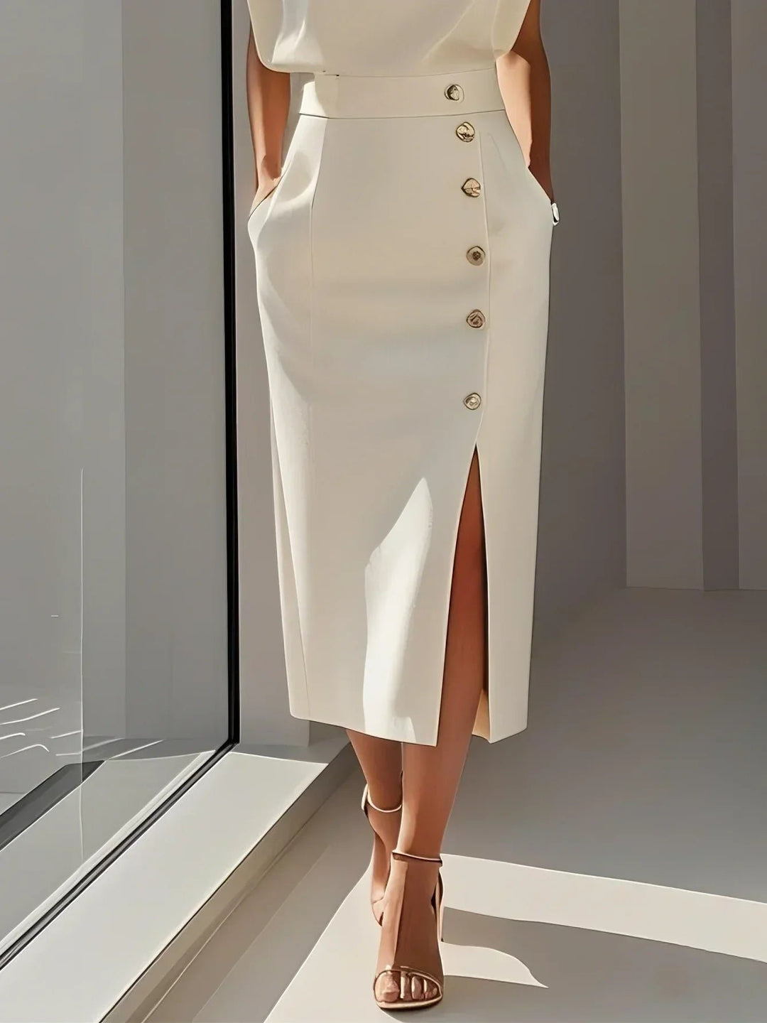 Women's Sleeveless Button-Front Midi Dress