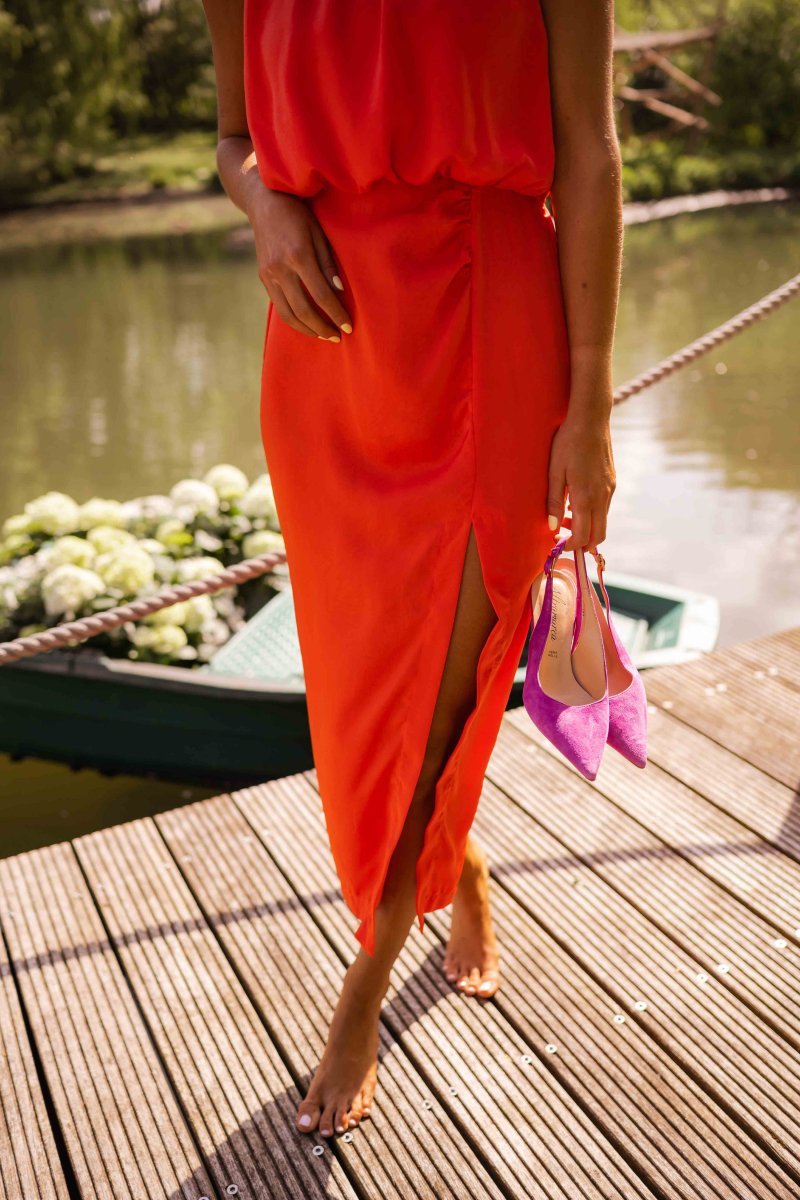 Women's Sleeveless Round Neck Side-Slit Midi Dress