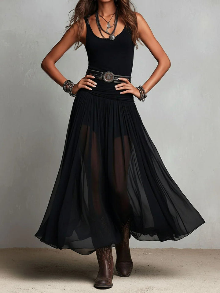 Women's Sleeveless Tank Boho Maxi Dress