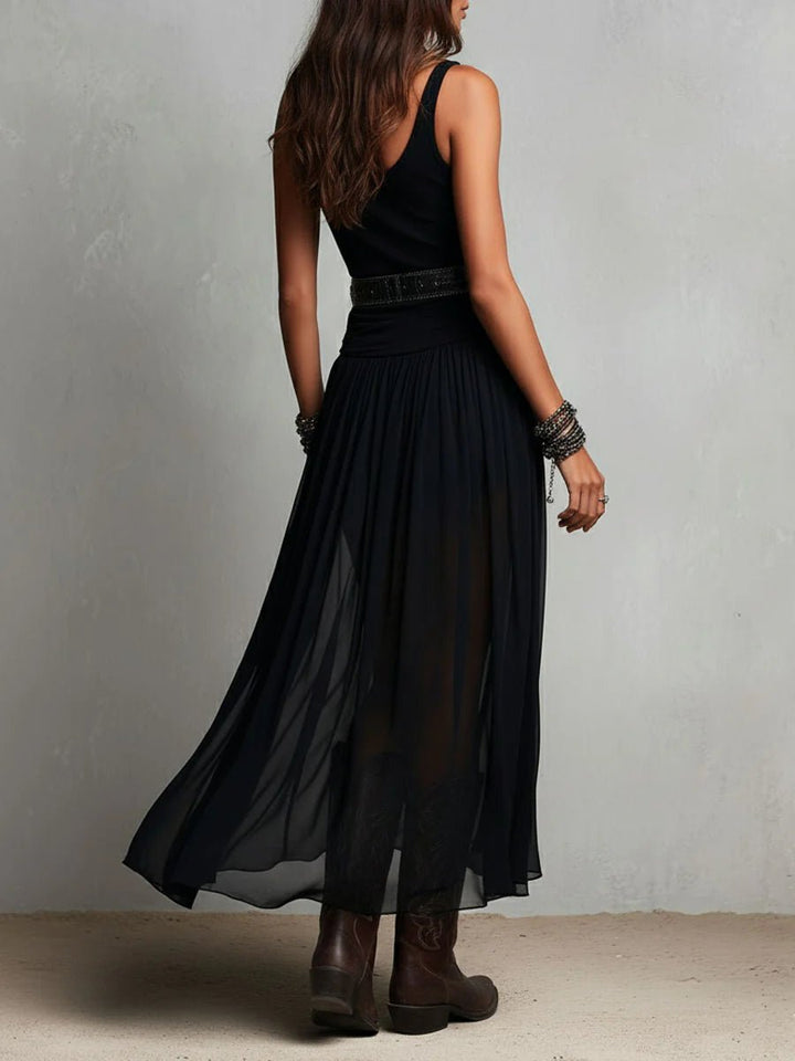 Women's Sleeveless Tank Boho Maxi Dress