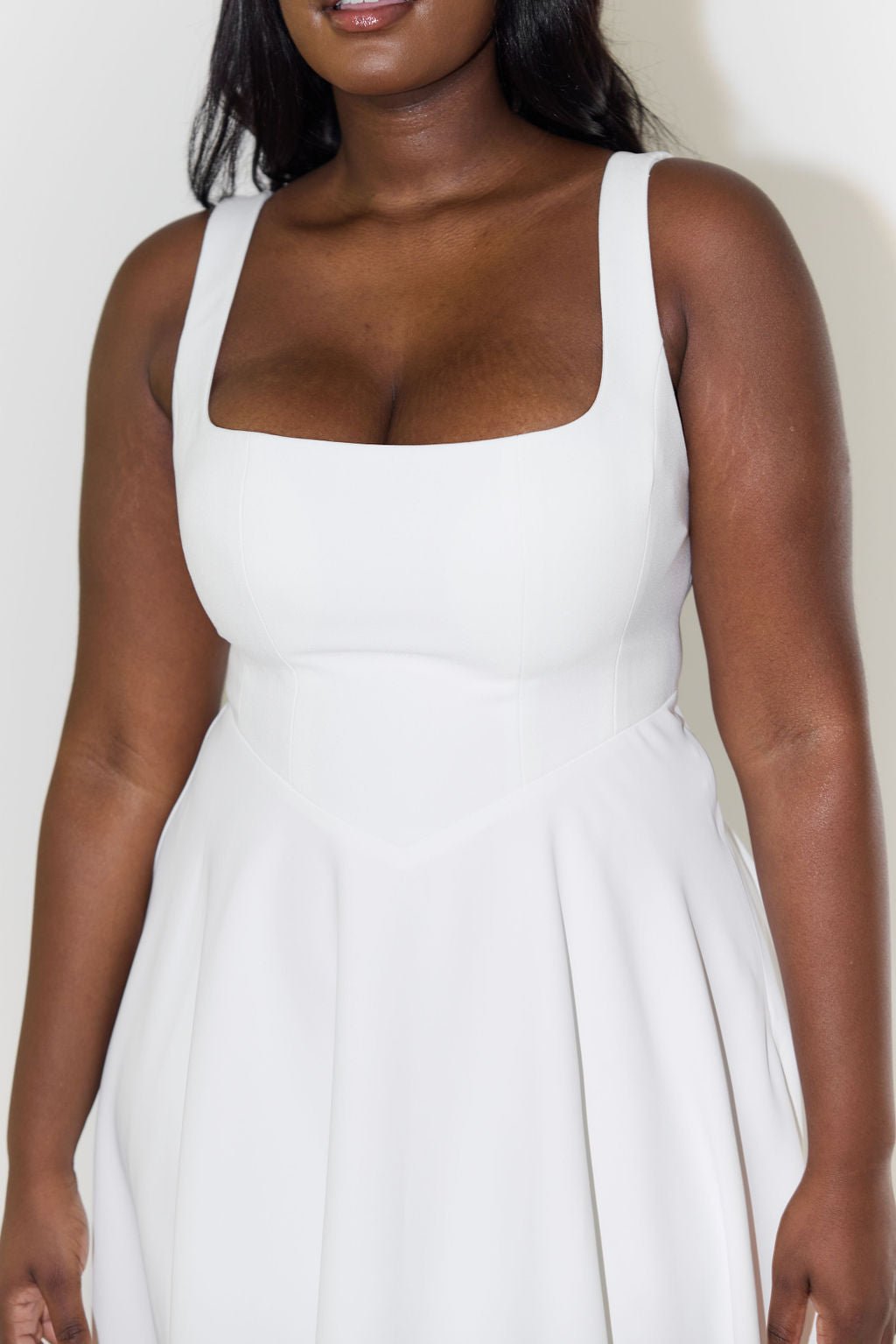 Women's Square-Neck Pleated Midi A-Line Dress