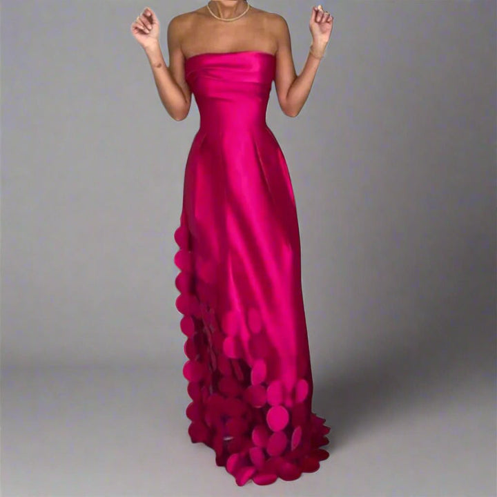 Women's Strapless Fitted-Bodice Satin Maxi Evening Gown