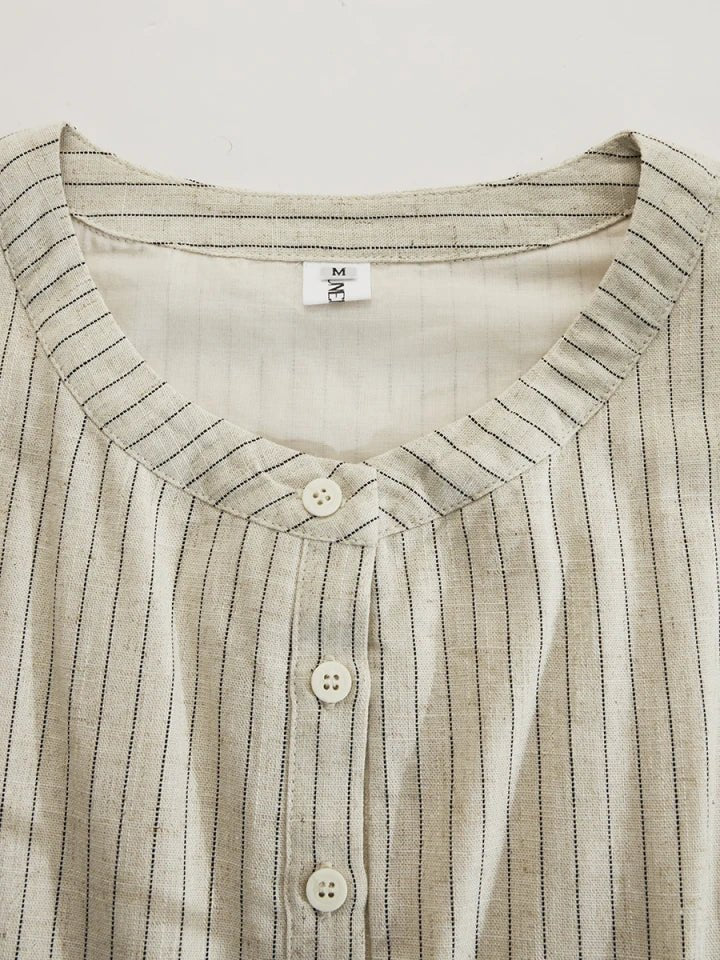 Women's Striped Button-Down Midi Dress