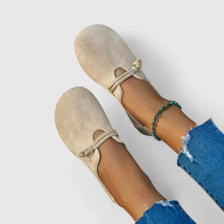 Women's Suede Rope-Strap Slip-On Flat Loafers