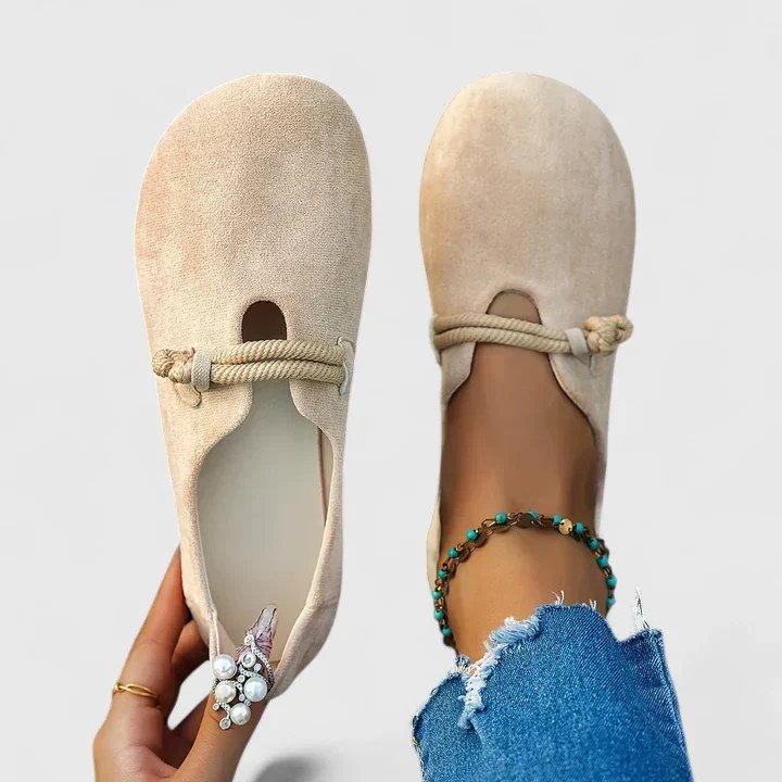 Women's Suede Rope-Strap Slip-On Flat Loafers