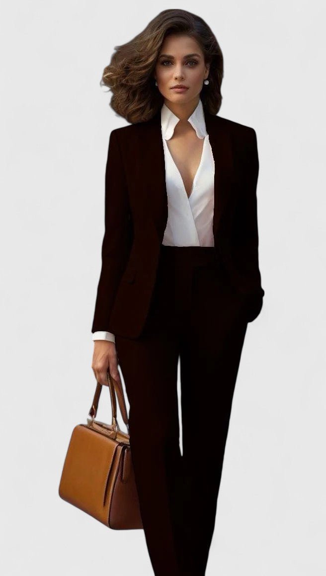 Women's Tailored Professional Blazer Pants Suit Set - Black