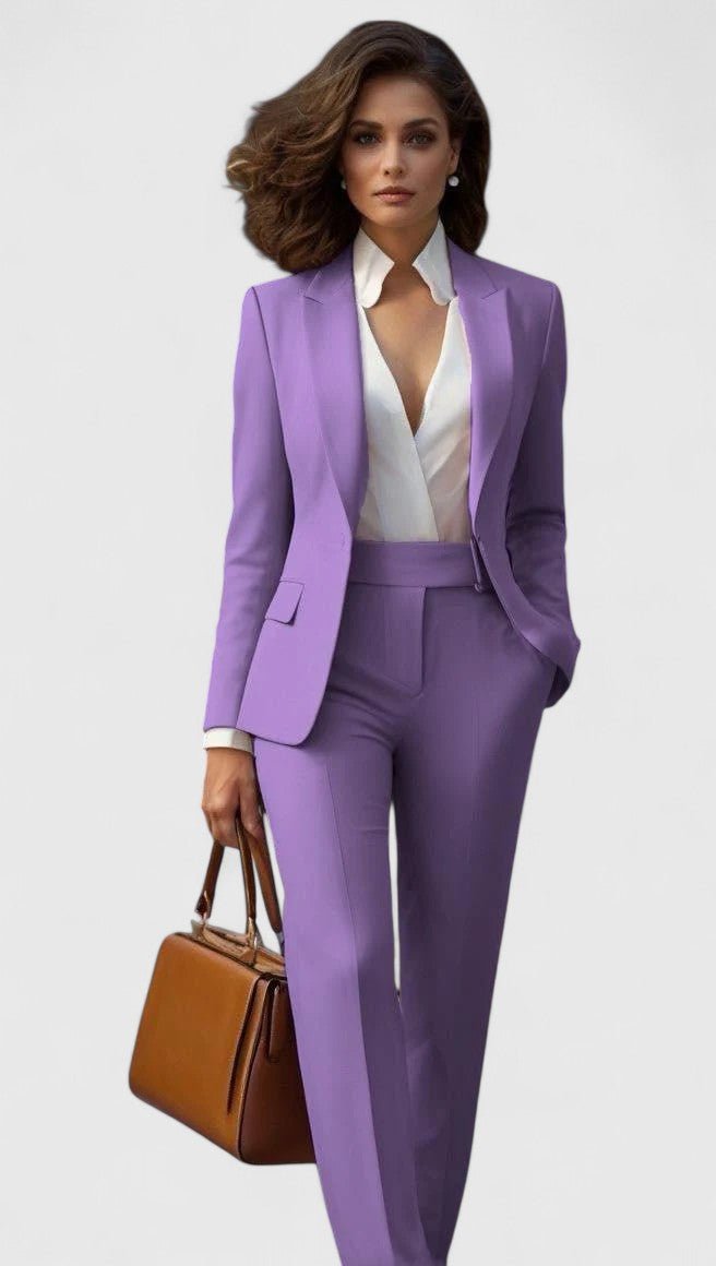 Women's Tailored Professional Blazer Pants Suit Set - Lilac