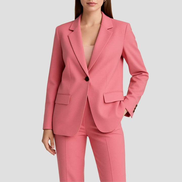 Women's Tailored Single-Button Two-Piece Set Blazer Suit - Pink