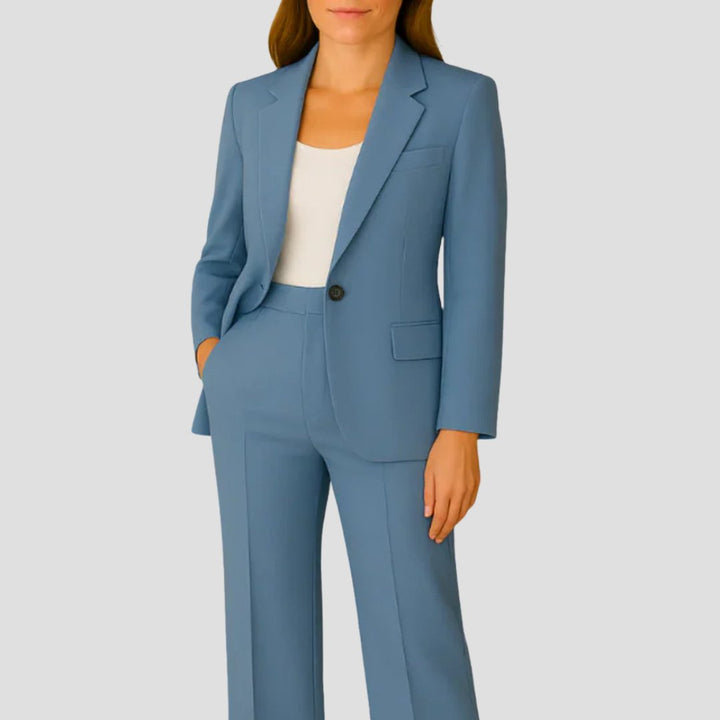 Women's Tailored Single-Button Two-Piece Set Blazer Suit - Blue