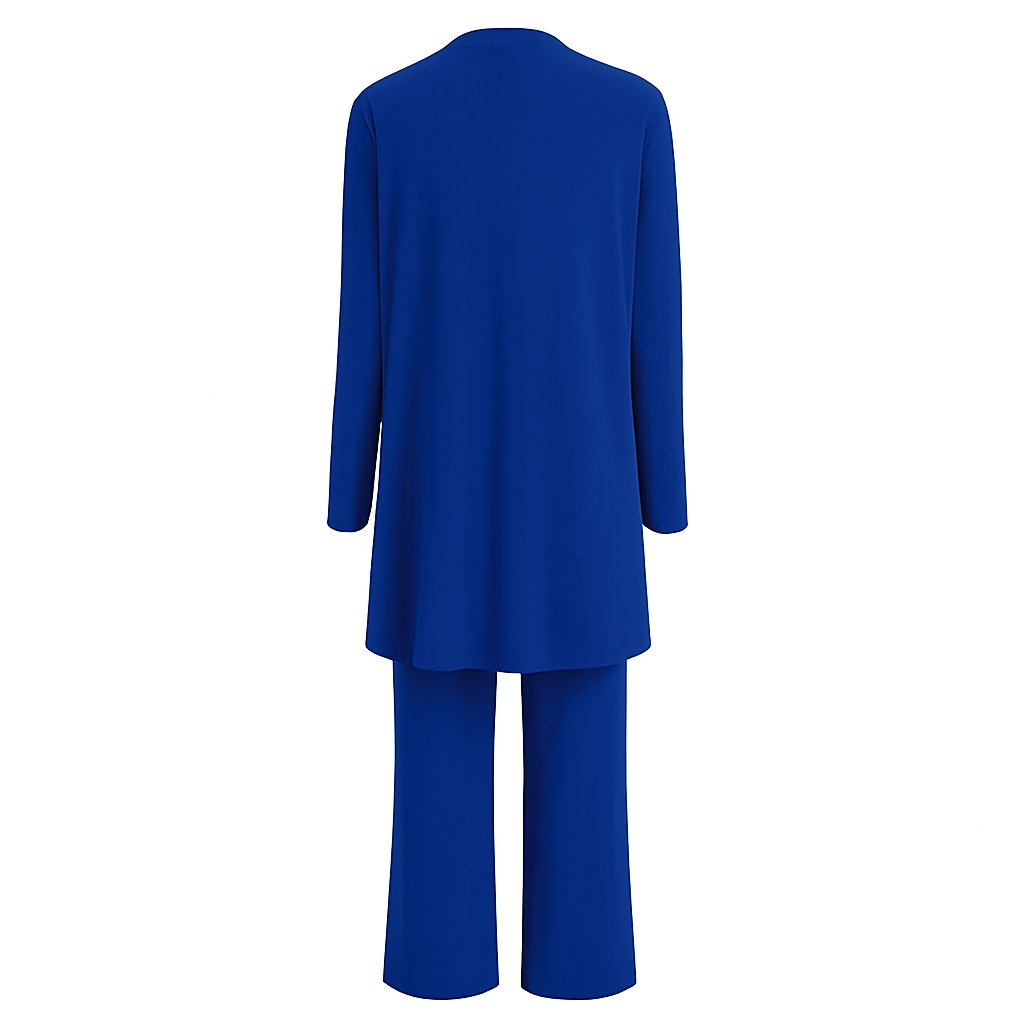 Women's Three-Piece Longline Cardigan Wide-Leg Cropped Pants Set