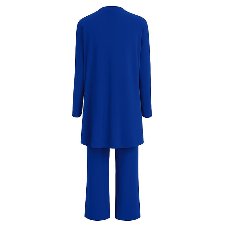 Women's Three-Piece Longline Cardigan Wide-Leg Cropped Pants Set