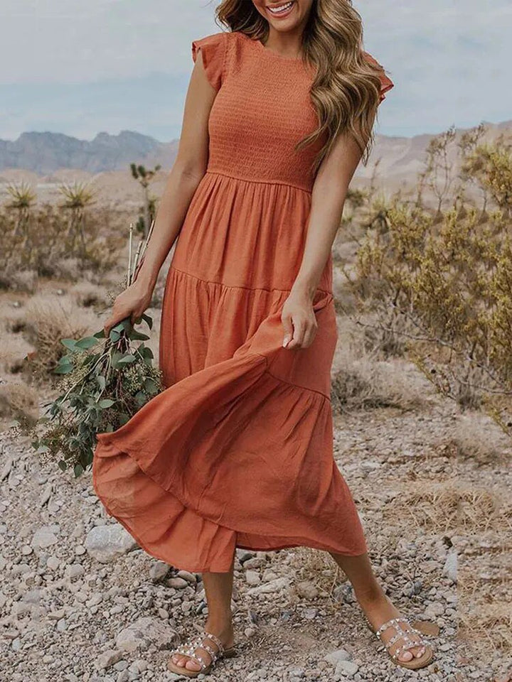 Women's Tiered Ruffle-Sleeve Midi Dress