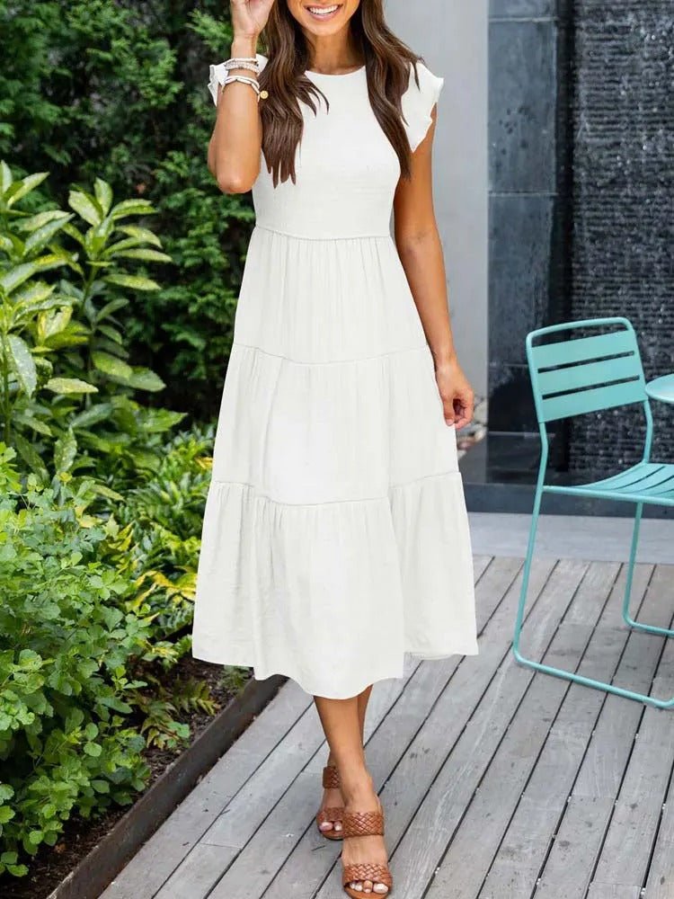 Women's Tiered Ruffle-Sleeve Midi Dress