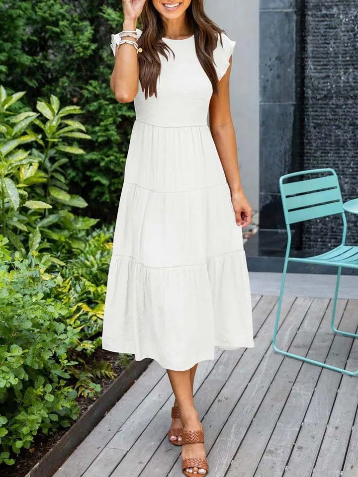 Women's Tiered Ruffle-Sleeve Midi Dress