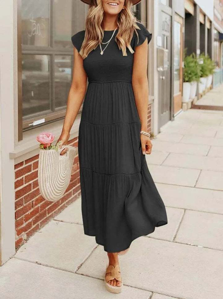 Women's Tiered Ruffle-Sleeve Midi Dress