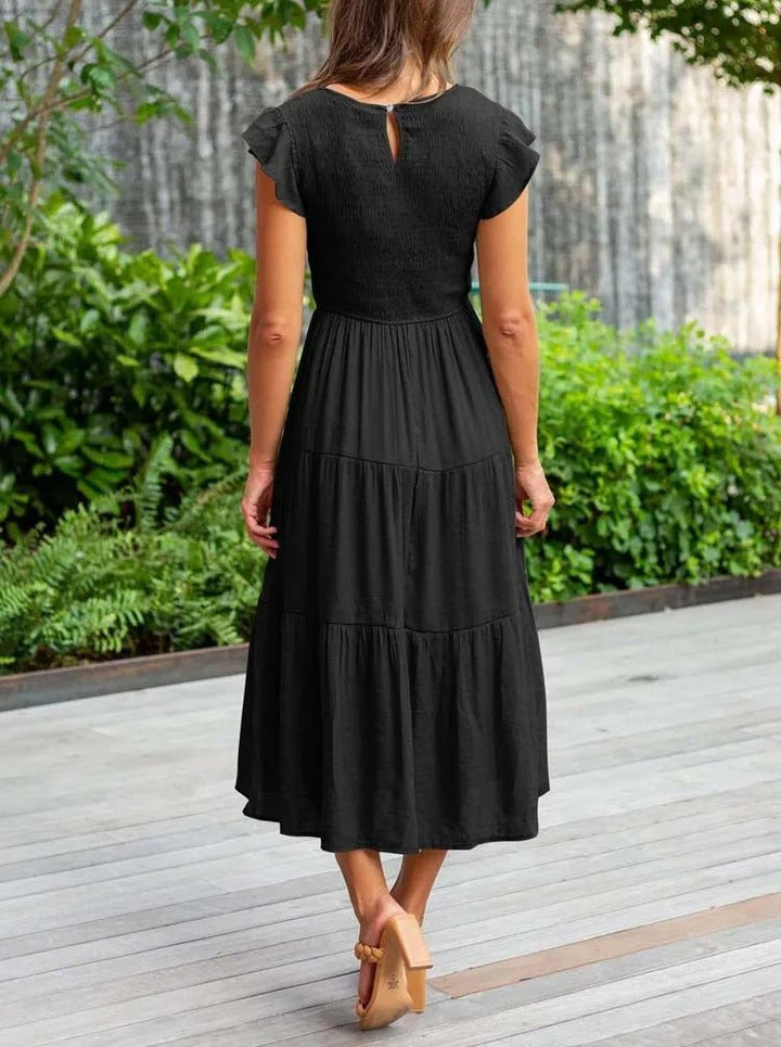 Women's Tiered Ruffle-Sleeve Midi Dress