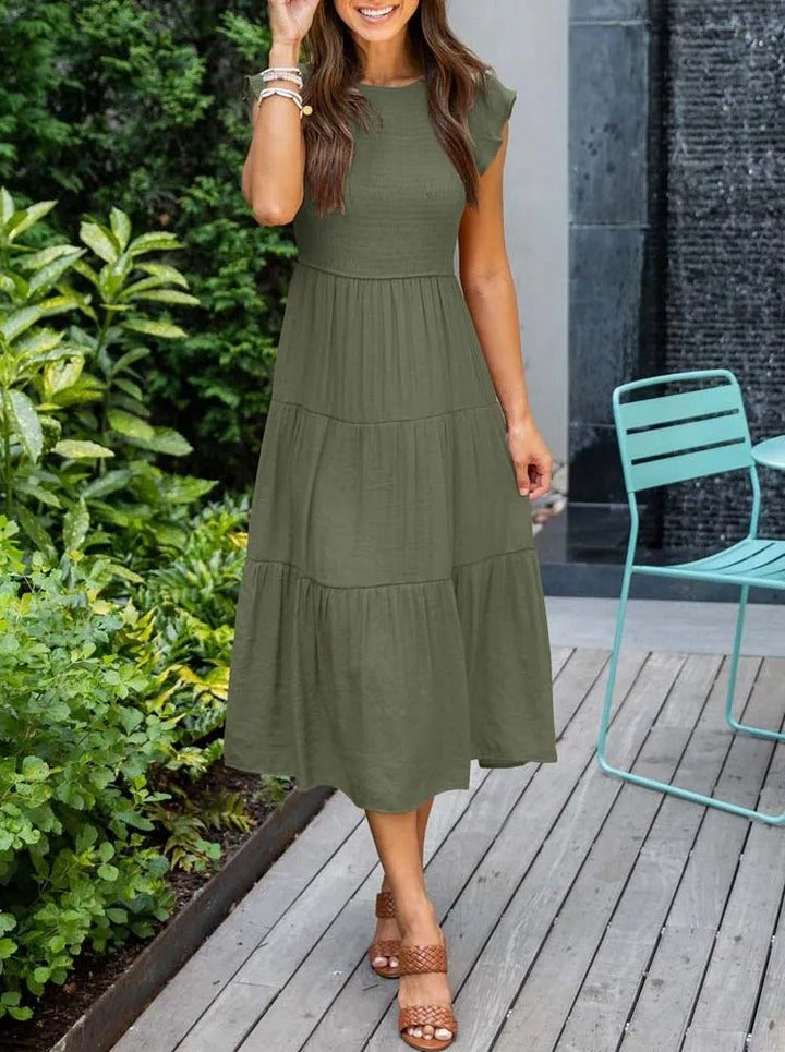 Women's Tiered Ruffle-Sleeve Midi Dress