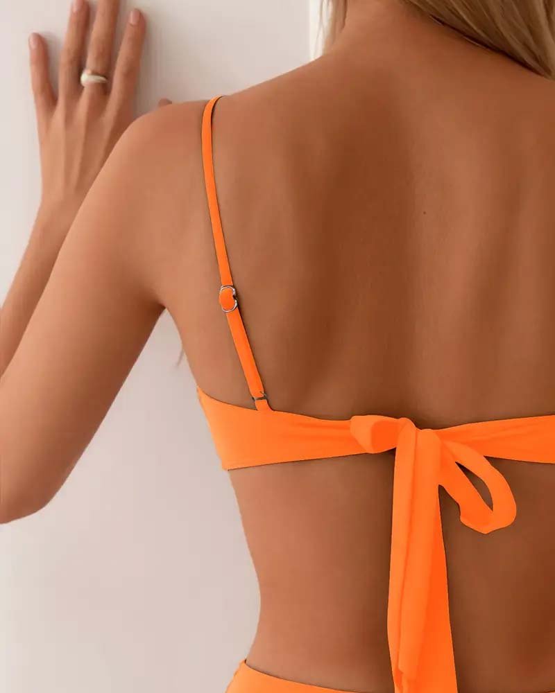 Women's Two-Piece Bandeau Bikini Set with Golden Ring Detail