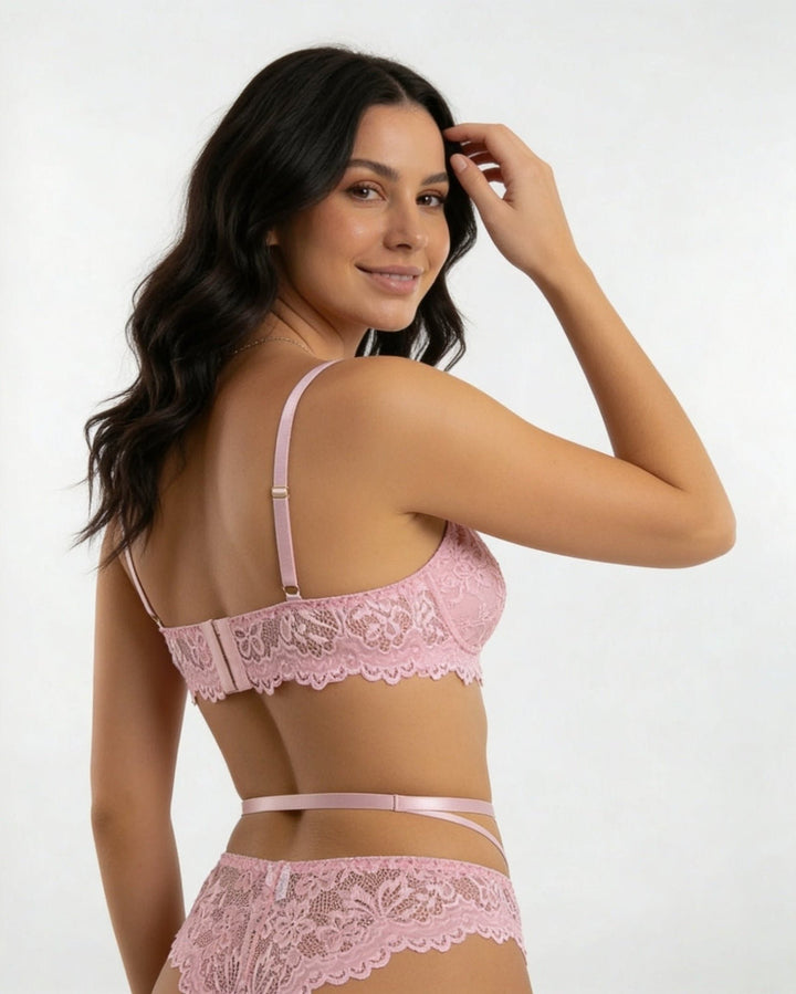Women's Underwire Lace Garter Belt Lingerie Set