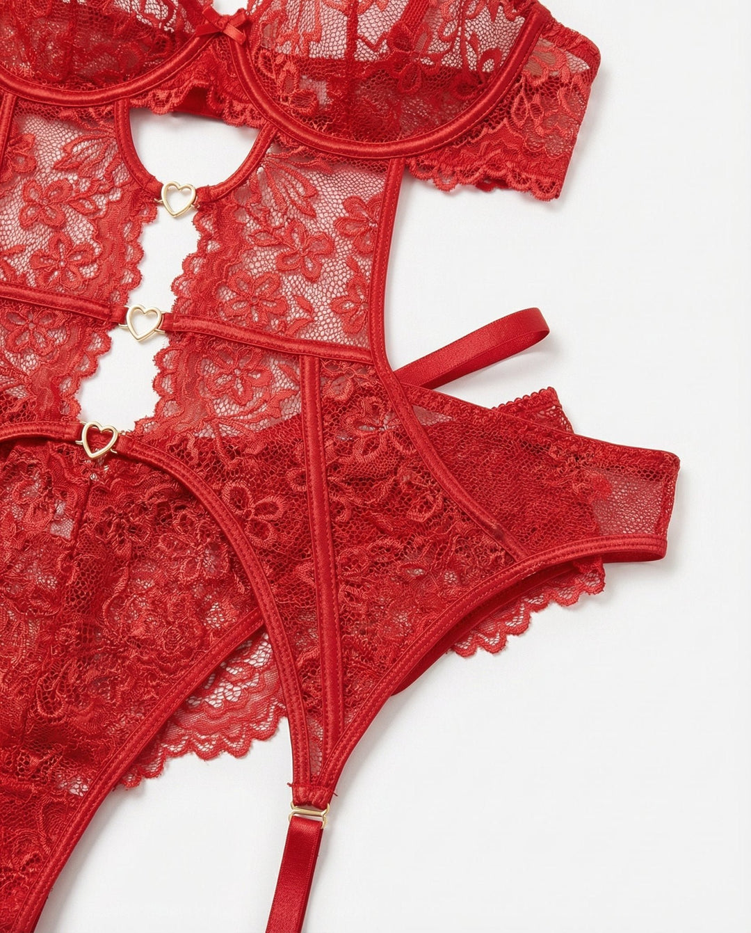 Women's Underwire Lace Garter Belt Lingerie Set
