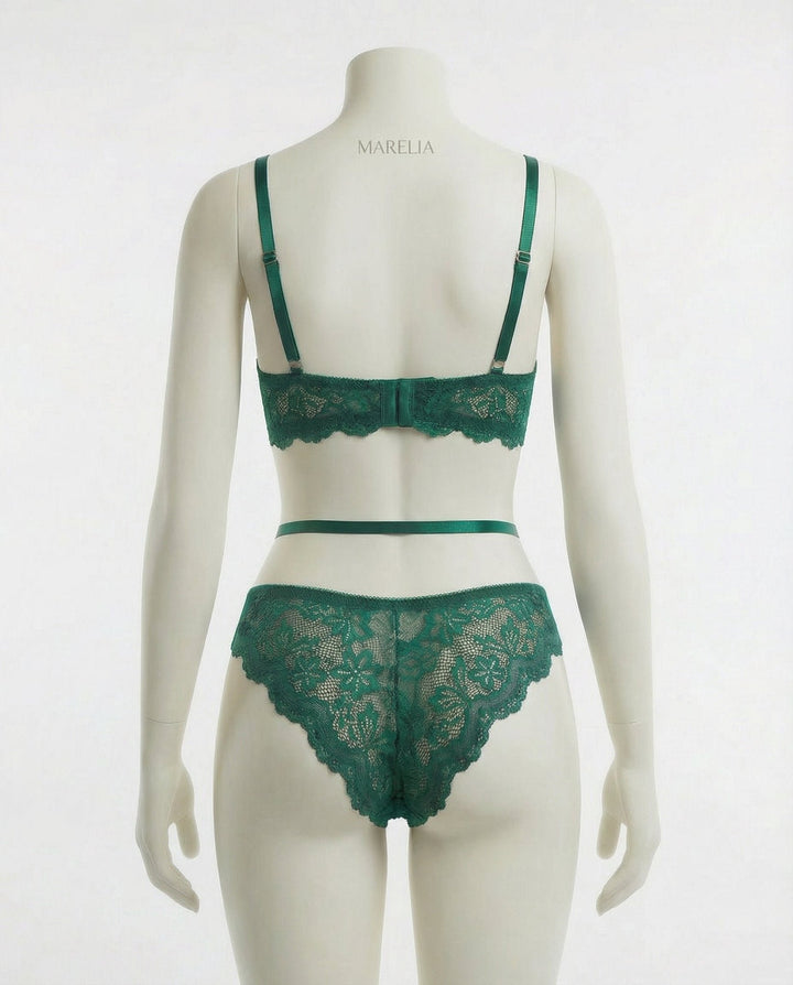 Women's Underwire Lace Garter Belt Lingerie Set